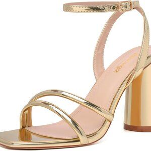 Women Chunky Block Heeled Sandals Open Toe Strappy Bridal Wedding Shoes
